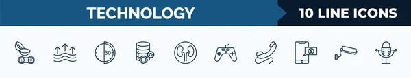 Set Technology Web Icons Outline Style Thin Line Icons Contact — Archivo Imágenes Vectoriales