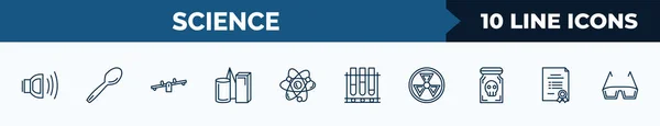 Set Science Web Icons Outline Style Thin Line Icons Sound — Archivo Imágenes Vectoriales