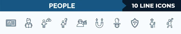 Set People Web Icons Outline Style Thin Line Icons Identification — Archivo Imágenes Vectoriales