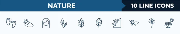 Set Nature Web Icons Outline Style Thin Line Icons Four —  Vetores de Stock