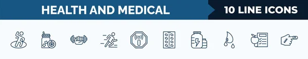 Set Health Medical Web Icons Outline Style Thin Line Icons — Archivo Imágenes Vectoriales