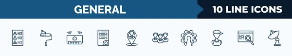 Set General Web Icons Outline Style Thin Line Icons Profile — Archivo Imágenes Vectoriales