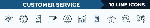 Set Customer Service Web Icons Outline Style Thin Line Icons — Archivo Imágenes Vectoriales