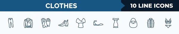 Set Clothes Web Icons Outline Style Thin Line Icons Sweatpants — Archivo Imágenes Vectoriales