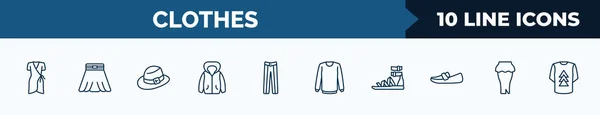 Set Clothes Web Icons Outline Style Thin Line Icons Jersey — Archivo Imágenes Vectoriales