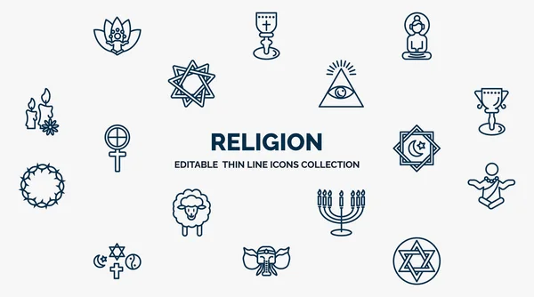 Concept Religion Web Icons Outline Style Thin Line Icons Lotus Royalty Free Stock Illustrations