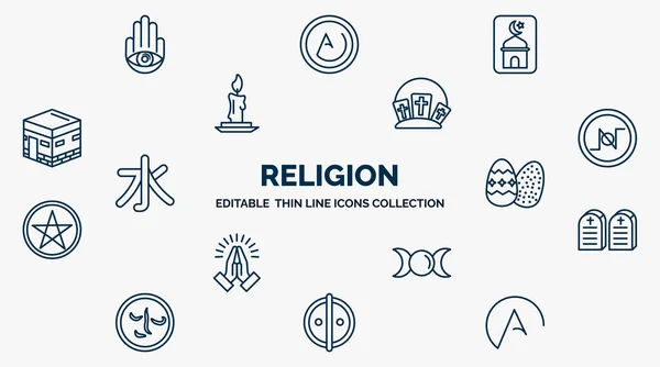 Concept Religion Web Icons Outline Style Thin Line Icons Hamsa Royalty Free Stock Illustrations