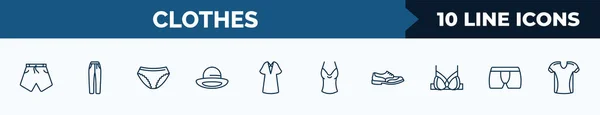 Set Clothes Web Icons Outline Style Thin Line Icons Swim — Archivo Imágenes Vectoriales