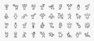 set of 40 feelings icons in outline style. thin line icons such as special human, irritated human, strong human, curious drained alone grateful happy silly stressed lazy stupid editable vector.