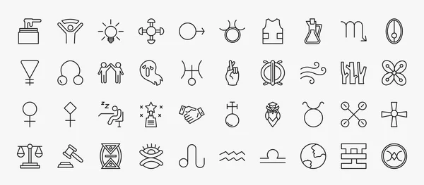 Set Zodiac Collection Thin Icons Outline Style Thin Line Icons — Archivo Imágenes Vectoriales