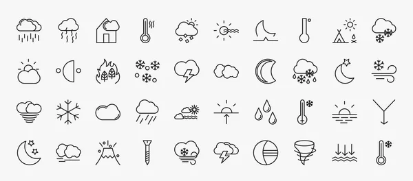 Set Weather Icons Outline Style Thin Line Icons Steady Rain — Stockvektor