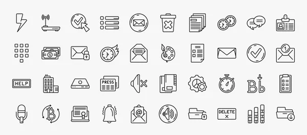 Set User Interface Icons Outline Style Thin Line Icons Lightning — Stok Vektör