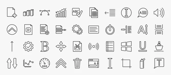 Set User Interface Icons Outline Style Thin Line Icons New — Stok Vektör