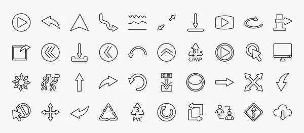 Set User Interface Icons Outline Style Thin Line Icons Right —  Vetores de Stock