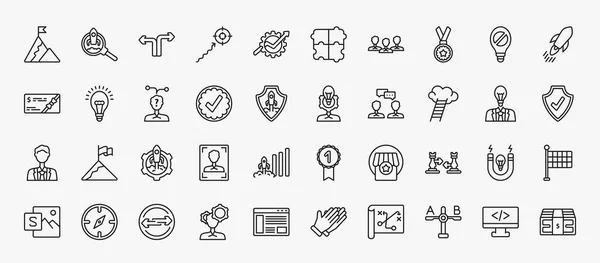 Set Startup Stategy Icons Outline Style Thin Line Icons Success — Stock Vector