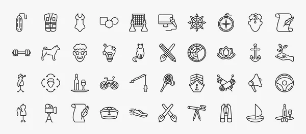 Set People Skills Icons Outline Style Thin Line Icons Rescue — Vector de stock