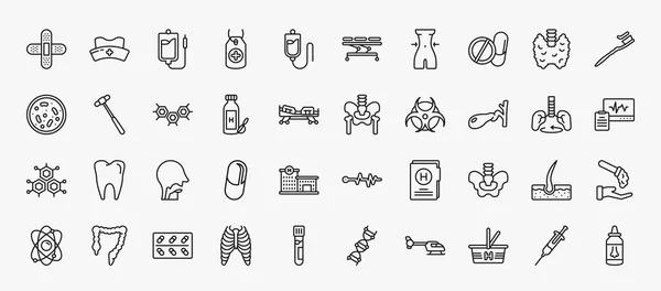 Set Medical Icons Outline Style Thin Line Icons Plastering Perfusion — Stockvektor