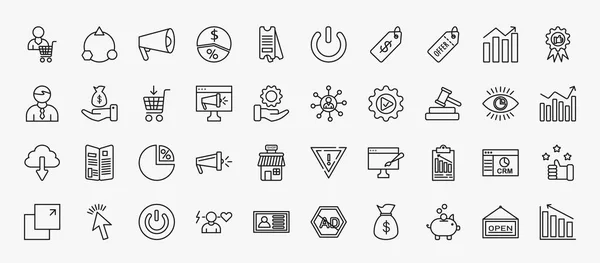 Set Marketing Icons Outline Style Thin Line Icons Consumer Promote — Stok Vektör