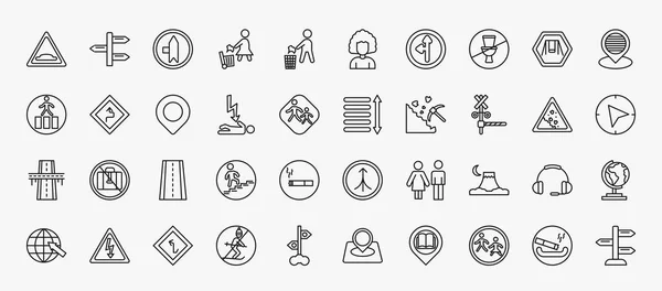 Set Maps Flags Icons Outline Style Thin Line Icons Speed — Stockvector