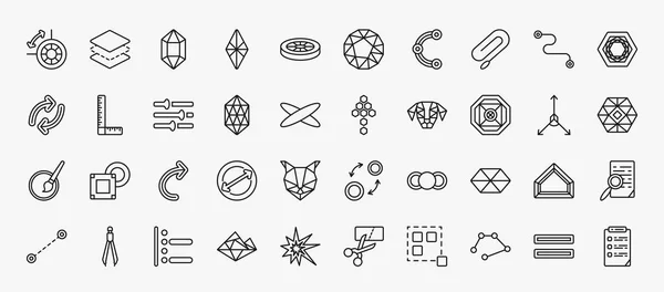 Set Geometry Icons Outline Style Thin Line Icons Dimensions Polygonal — Stockvektor