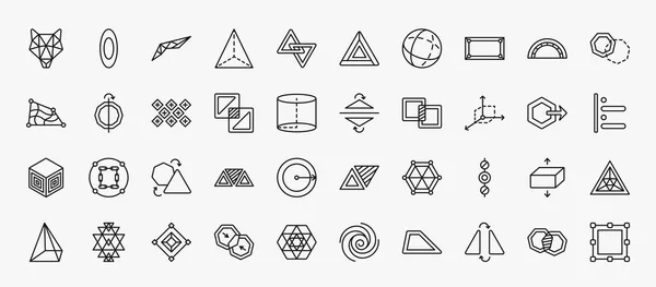 Set Geometric Figure Icons Outline Style Thin Line Icons Polygonal — Stockvektor