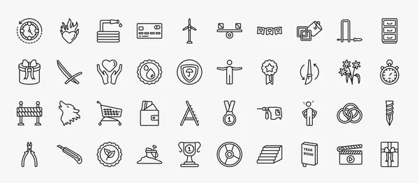 Set General Icons Outline Style Thin Line Icons Rewind Time — Stockvektor