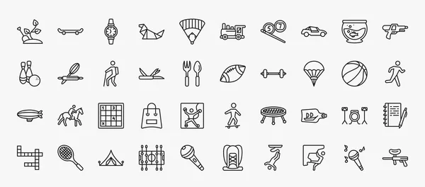 Set Free Time Icons Outline Style Thin Line Icons Gardening — Stockvektor