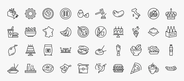 Set Food Icons Outline Style Thin Line Icons Canadian Zha — Vettoriale Stock