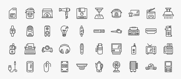 Set Electronic Devices Icons Outline Style Thin Line Icons Sim — Archivo Imágenes Vectoriales