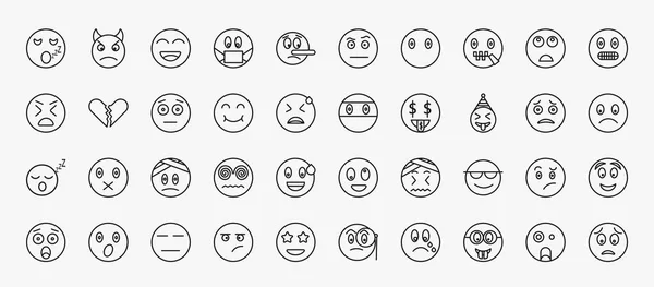 Set Emoji Icons Outline Style Thin Line Icons Sleeping Emoji — Stock Vector
