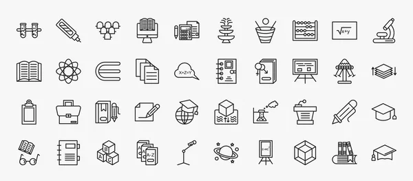 Set Education Icons Outline Style Thin Line Icons Communicating Vessels — Stok Vektör