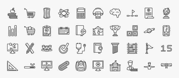 Set Education Icons Outline Style Thin Line Icons Book Sharpener — ストックベクタ