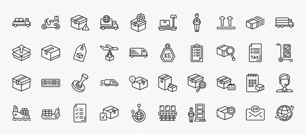 Set Delivery Logistic Icons Outline Style Thin Line Icons Moving — ストックベクタ