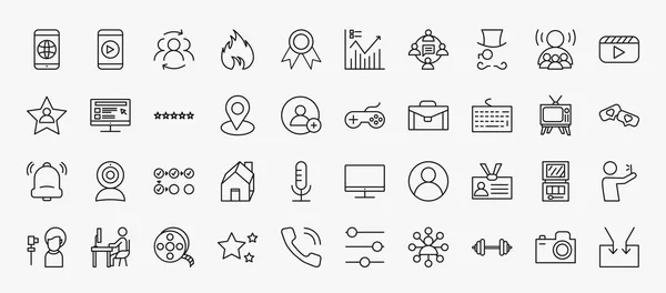 Set Blogger Influencer Icons Outline Style Thin Line Icons Browser — Stock Vector