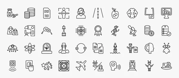 Set Artificial Intellegence Icons Outline Style Thin Line Icons Medicine — Vector de stock