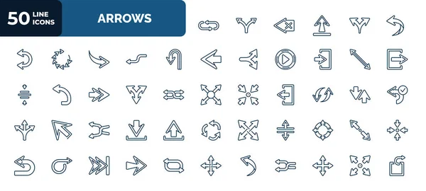 Set Arrows Web Icons Outline Style Thin Line Icons Loop — Stockvektor