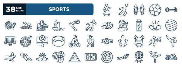 Set Sports Web Icons Outline Style Thin Line Icons Skating — Stockvektor