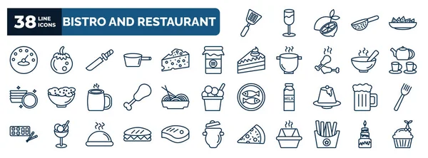 Набір Бістро Веб Ікон Ресторану Контурному Стилі Тонкі Лінійні Іконки — стоковий вектор