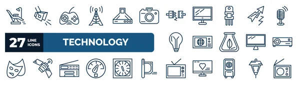 Set Technology Web Icons Outline Style Thin Line Icons Operating — Stock vektor