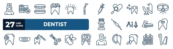 Set Dentist Web Icons Outline Style Thin Line Icons Male — ストックベクタ