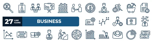 Set Business Web Icons Outline Style Thin Line Icons Money — Διανυσματικό Αρχείο