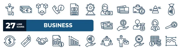 Set Business Web Icons Outline Style Thin Line Icons Man — Vetor de Stock