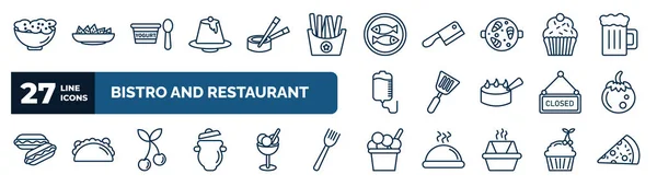 Set Bistro Restaurant Web Icons Outline Style Thin Line Icons — 图库矢量图片