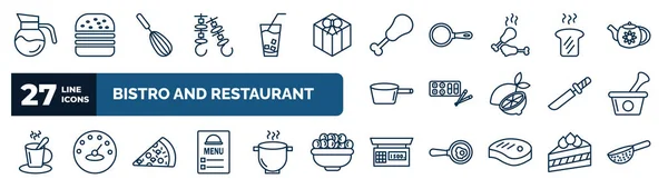 Set Bistro Restaurant Web Icons Outline Style Thin Line Icons — 图库矢量图片