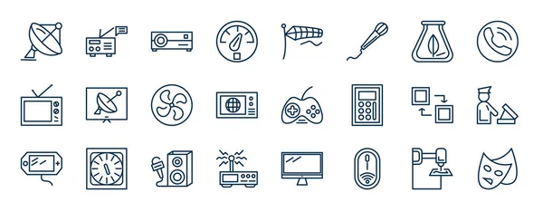 Satz Von Technologie Web Icons Umrissen Stil Dünne Linie Symbole — Stockvektor