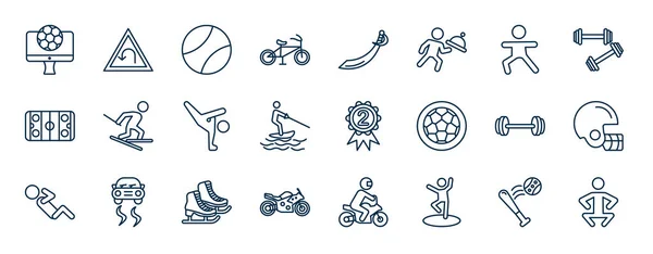 Set Sports Web Icons Outline Style Thin Line Icons Football — Stock Vector
