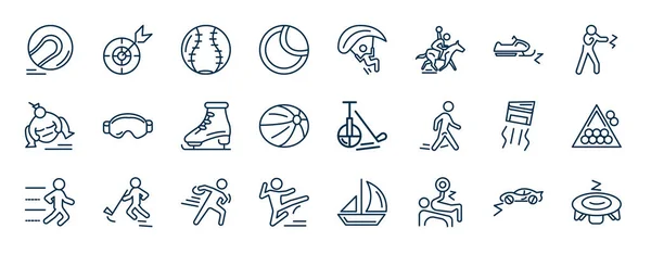 Set Sport Web Icons Outline Style Thin Line Icons Hurling — Stock Vector