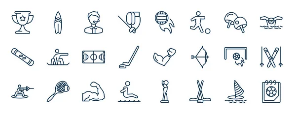 Eine Reihe Von Sport Web Symbolen Umriss Stil Thin Line — Stockvektor