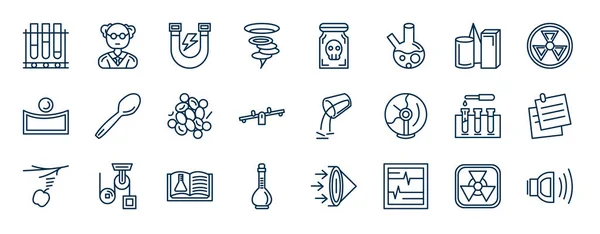 Set Van Science Web Iconen Outline Stijl Dunne Lijn Pictogrammen — Stockvector