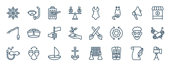 Set People Skills Web Icons Outline Style Thin Line Icons — Stock Vector